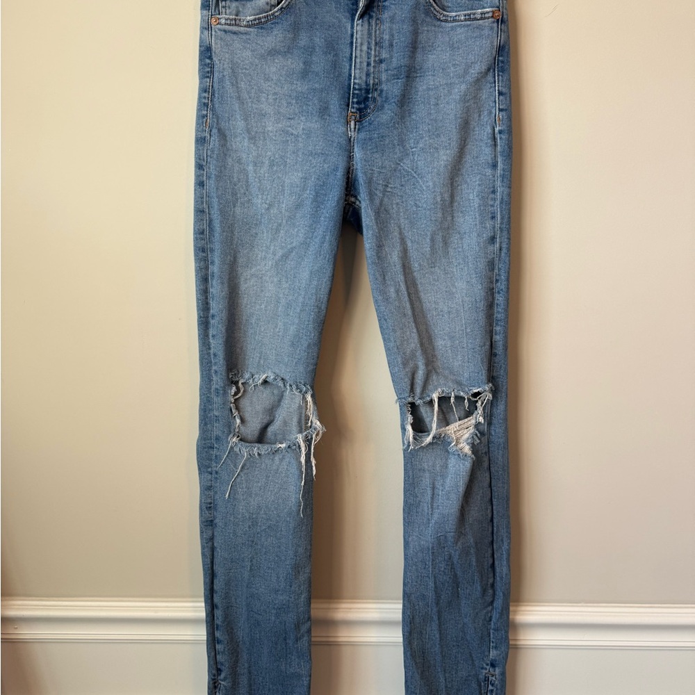 Zara Light Blue Distressed jeans size 10 women’s